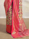 Gorgeous Pink Zari Weaving Silk Event Wear Saree With Blouse