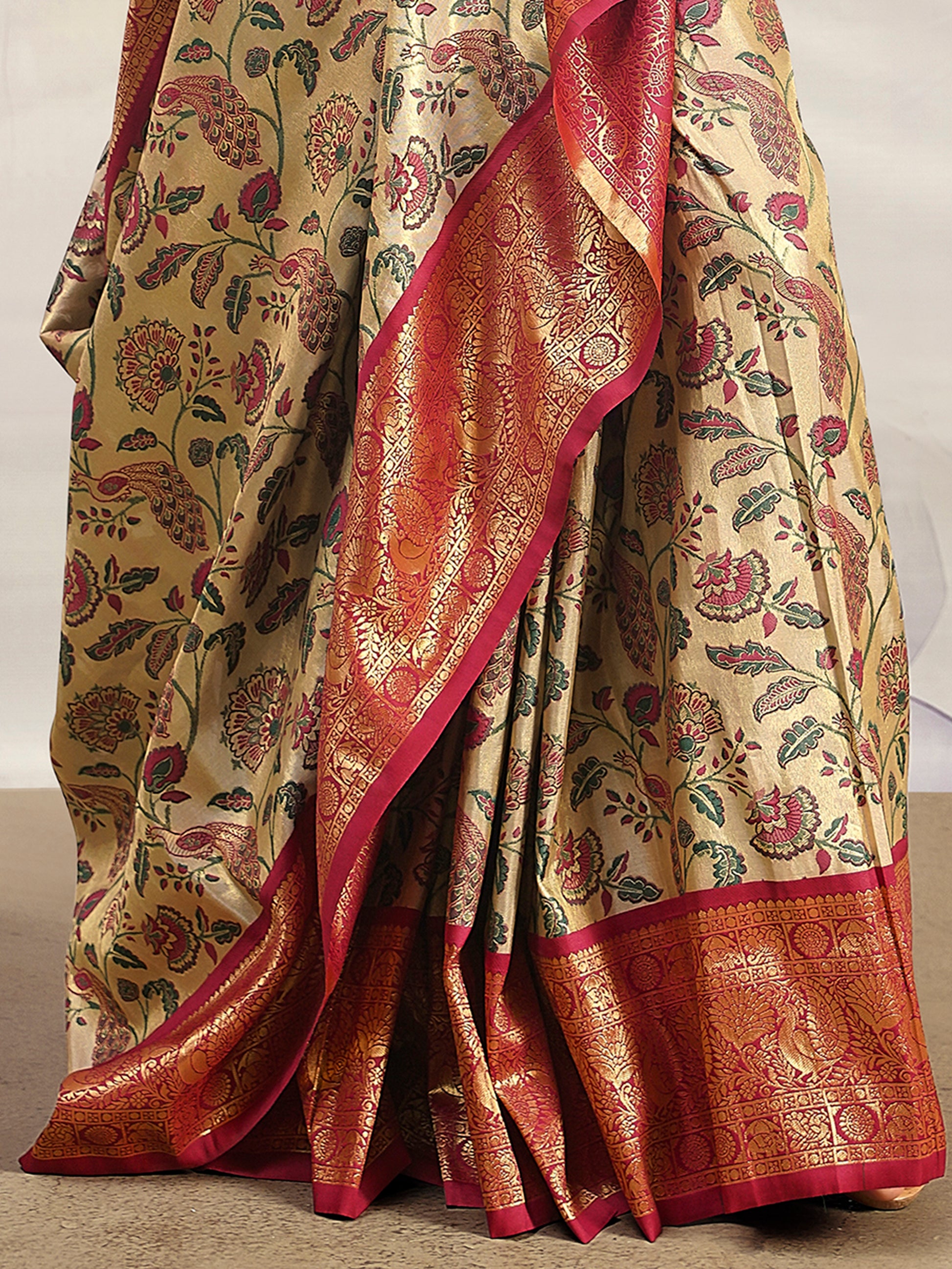 Wonderful Maroon Zari Weaving Silk Event Wear Saree With Blouse