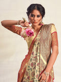 Wonderful Maroon Zari Weaving Silk Event Wear Saree With Blouse