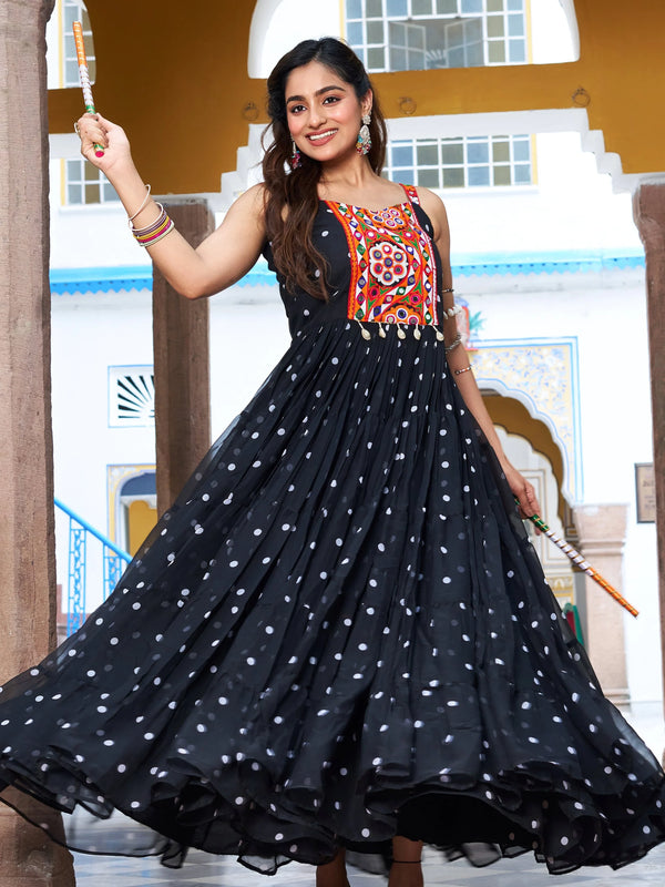 Ravishing Black Digital Printed Georgette Festive Special Gown - Zeel Clothing