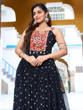 Ravishing Black Digital Printed Georgette Festive Special Gown - Zeel Clothing