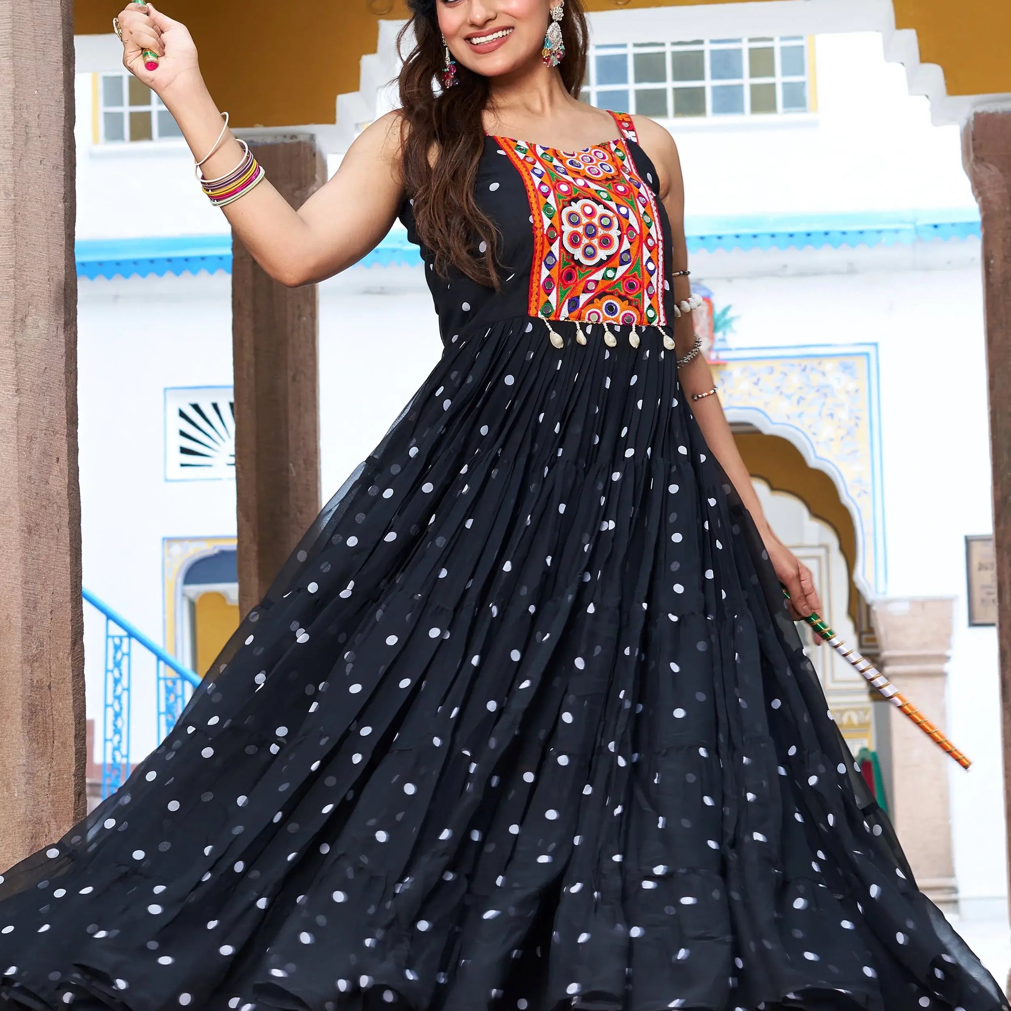 Ravishing Black Digital Printed Georgette Festive Special Gown - Zeel Clothing