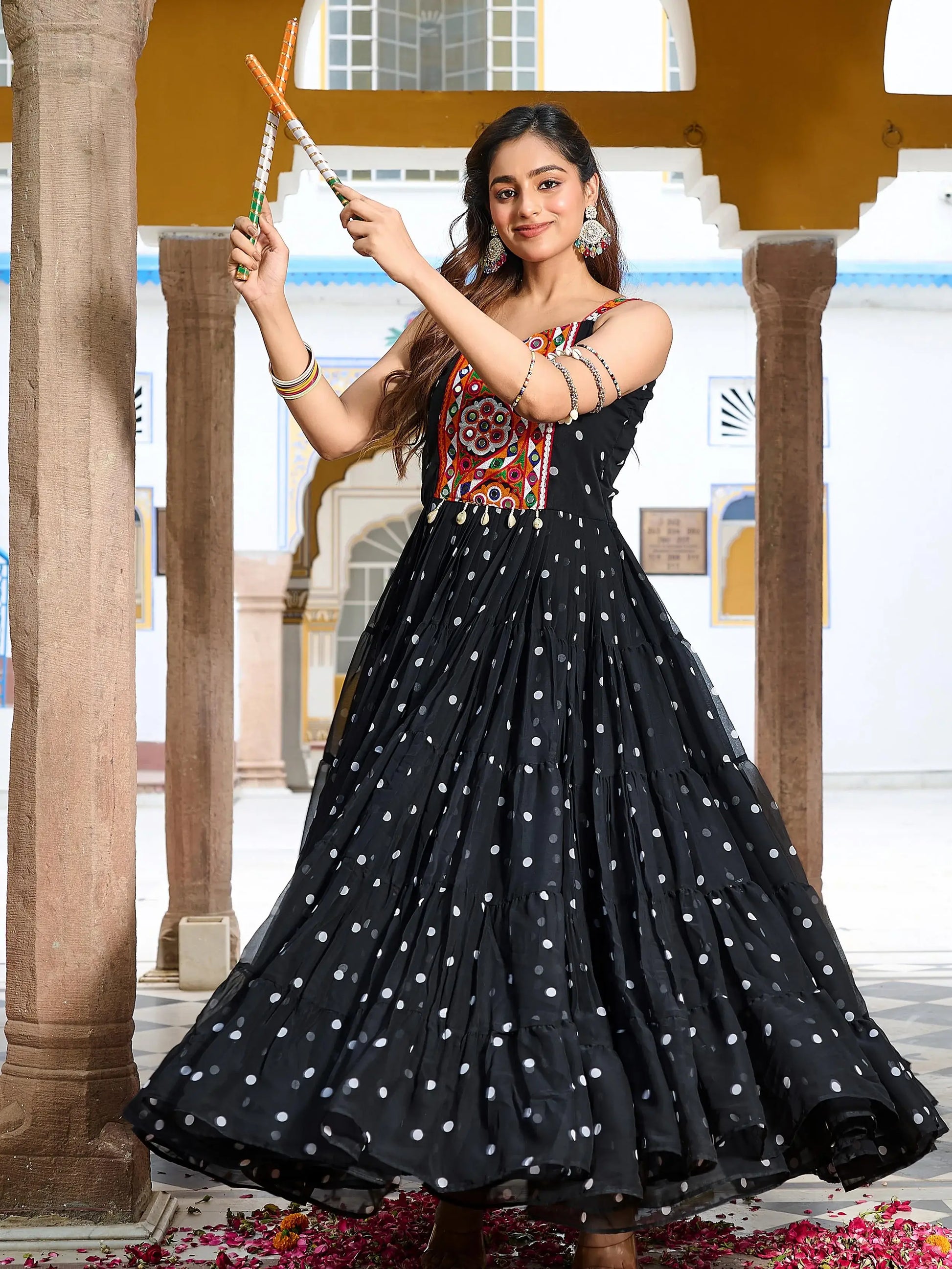 Ravishing Black Digital Printed Georgette Festive Special Gown - Zeel Clothing
