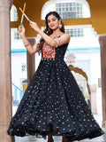 Ravishing Black Digital Printed Georgette Festive Special Gown - Zeel Clothing