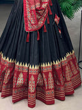 Ravishing Black Foil Print Silk Events Wear Lehenga Choli With Dupatta - Zeel Clothing