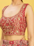 Ravishing Brown Mirror Work Organza Engagements Lehenga Choli - Zeel Clothing