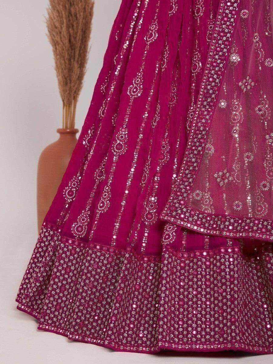Ravishing Dark Pink Sequins Work Georgette Engagement Wear Lehenga Choli - Zeel Clothing