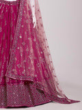 Ravishing Dark Pink Sequins Work Georgette Engagement Wear Lehenga Choli - Zeel Clothing