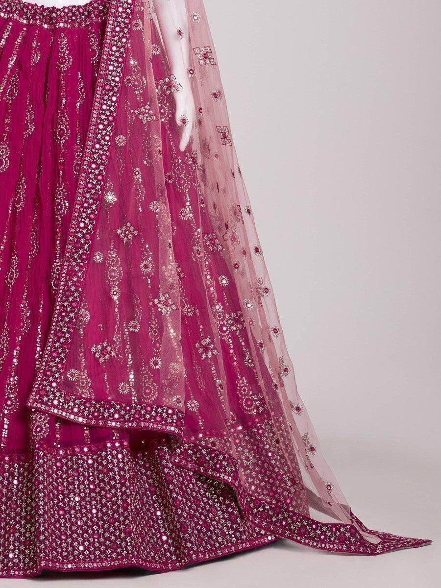Ravishing Dark Pink Sequins Work Georgette Engagement Wear Lehenga Choli - Zeel Clothing