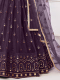 Ravishing Dark Purple Sequins Net Lehenga Choli With Dupatta - Zeel Clothing