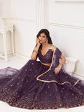 Ravishing Dark Purple Sequins Net Lehenga Choli With Dupatta - Zeel Clothing