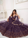 Ravishing Dark Purple Sequins Net Lehenga Choli With Dupatta - Zeel Clothing