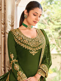 Ravishing Green Embroidered Vichitra Festival Wear Salwar Suit - Zeel Clothing