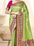 Ravishing Green Handloom Weaving Silk Saree With Blouse - Zeel Clothing
