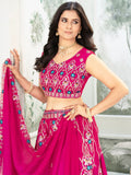 Ravishing Hot Pink Sequins Chinon Wedding Wear Lehenga Choli With Dupatta - Zeel Clothing