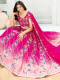 Ravishing Hot Pink Sequins Chinon Wedding Wear Lehenga Choli With Dupatta - Zeel Clothing