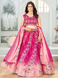 Ravishing Hot Pink Sequins Chinon Wedding Wear Lehenga Choli With Dupatta - Zeel Clothing