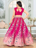 Ravishing Hot Pink Sequins Chinon Wedding Wear Lehenga Choli With Dupatta - Zeel Clothing