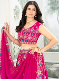 Ravishing Hot Pink Sequins Chinon Wedding Wear Lehenga Choli With Dupatta - Zeel Clothing