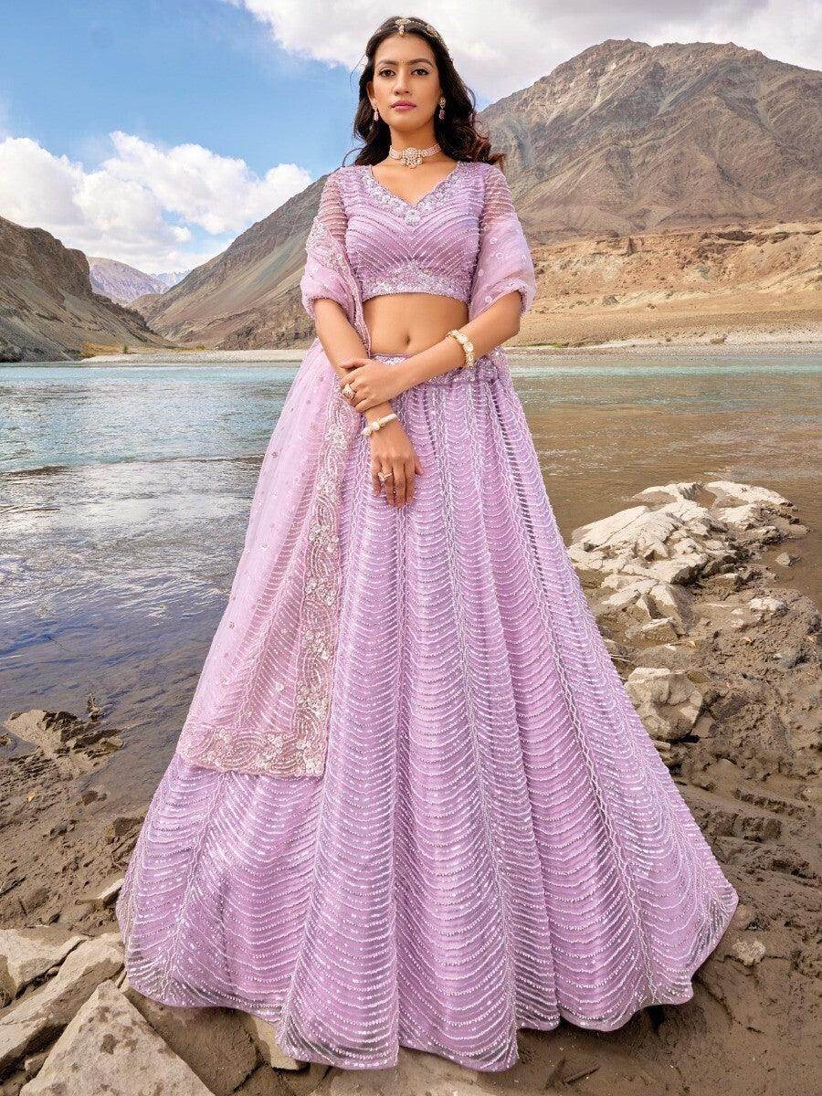 Ravishing Lavender Sequins Net Engagement Wear Lehenga Choli - Zeel Clothing