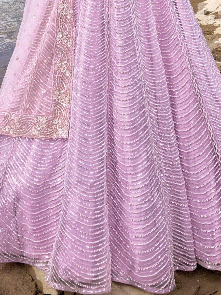 Ravishing Lavender Sequins Net Engagement Wear Lehenga Choli - Zeel Clothing