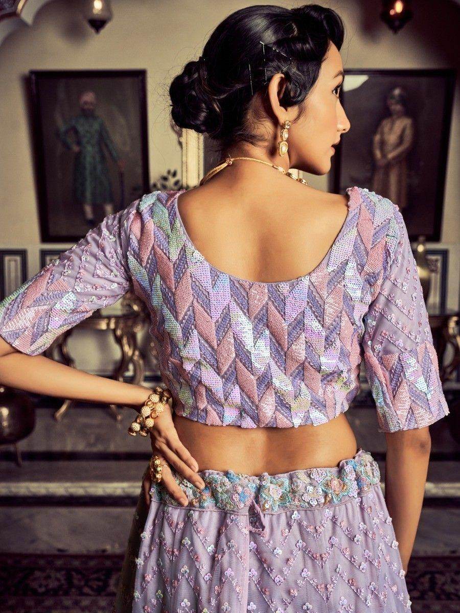 Ravishing Lilac Embroidered Georgette Ceremonies Wear Lehenga Choli - Zeel Clothing