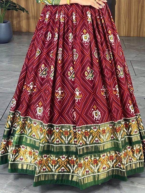 Ravishing Maroon Bandhani Printed Silk Function Wear Gown - Zeel Clothing