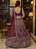 Ravishing Maroon Net Dori Embroidered Bridal Wear Lehenga Choli With Dupatta