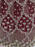 Ravishing Maroon Net Dori Embroidered Bridal Wear Lehenga Choli With Dupatta