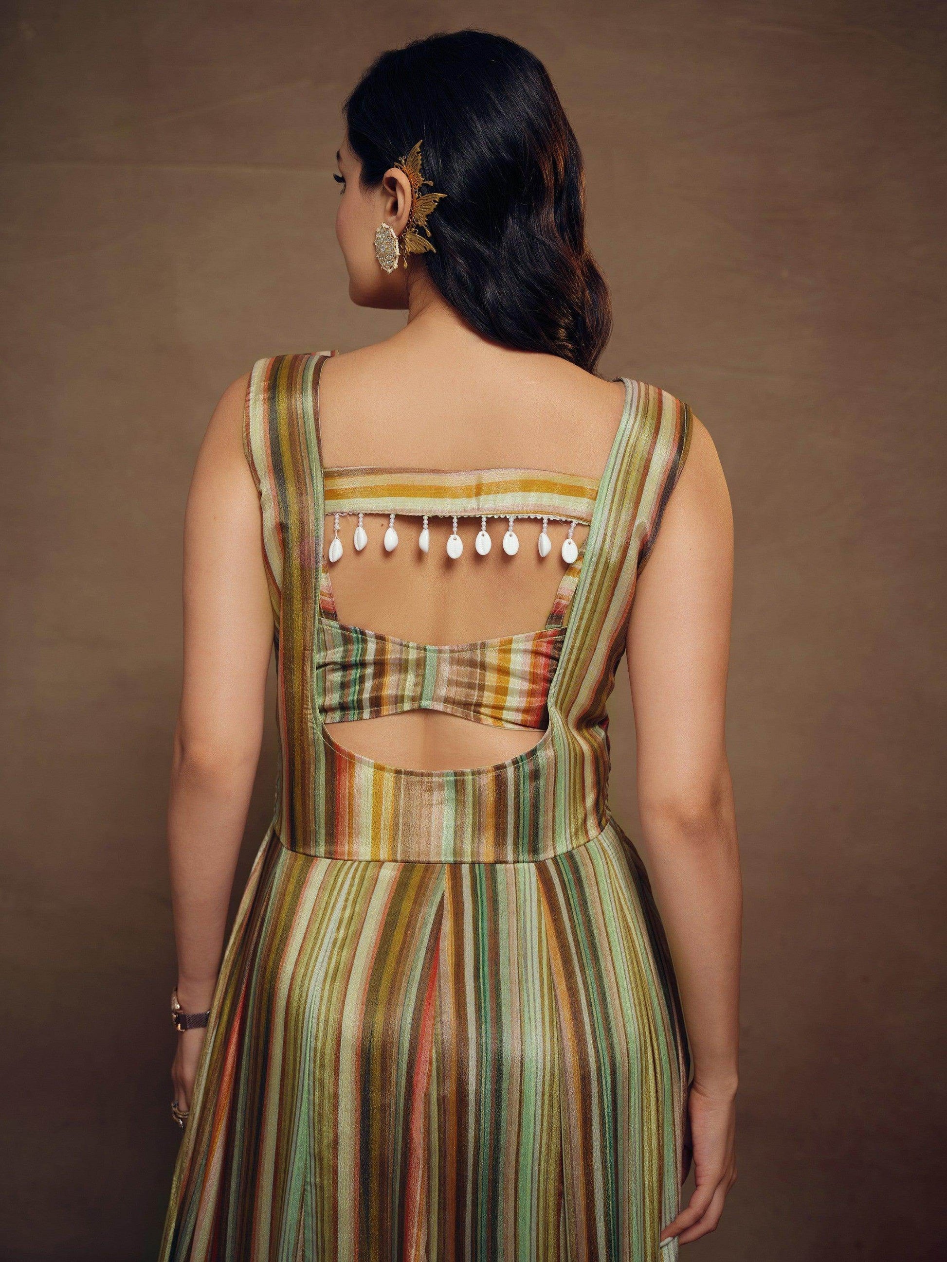 Ravishing Multi-Color Printed Chinon Party Wear Dungaree Top - Zeel Clothing