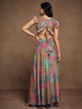 Ravishing Multi-Color Printed Muslin Silk Party Wear Crop Top Palazzo - Zeel Clothing