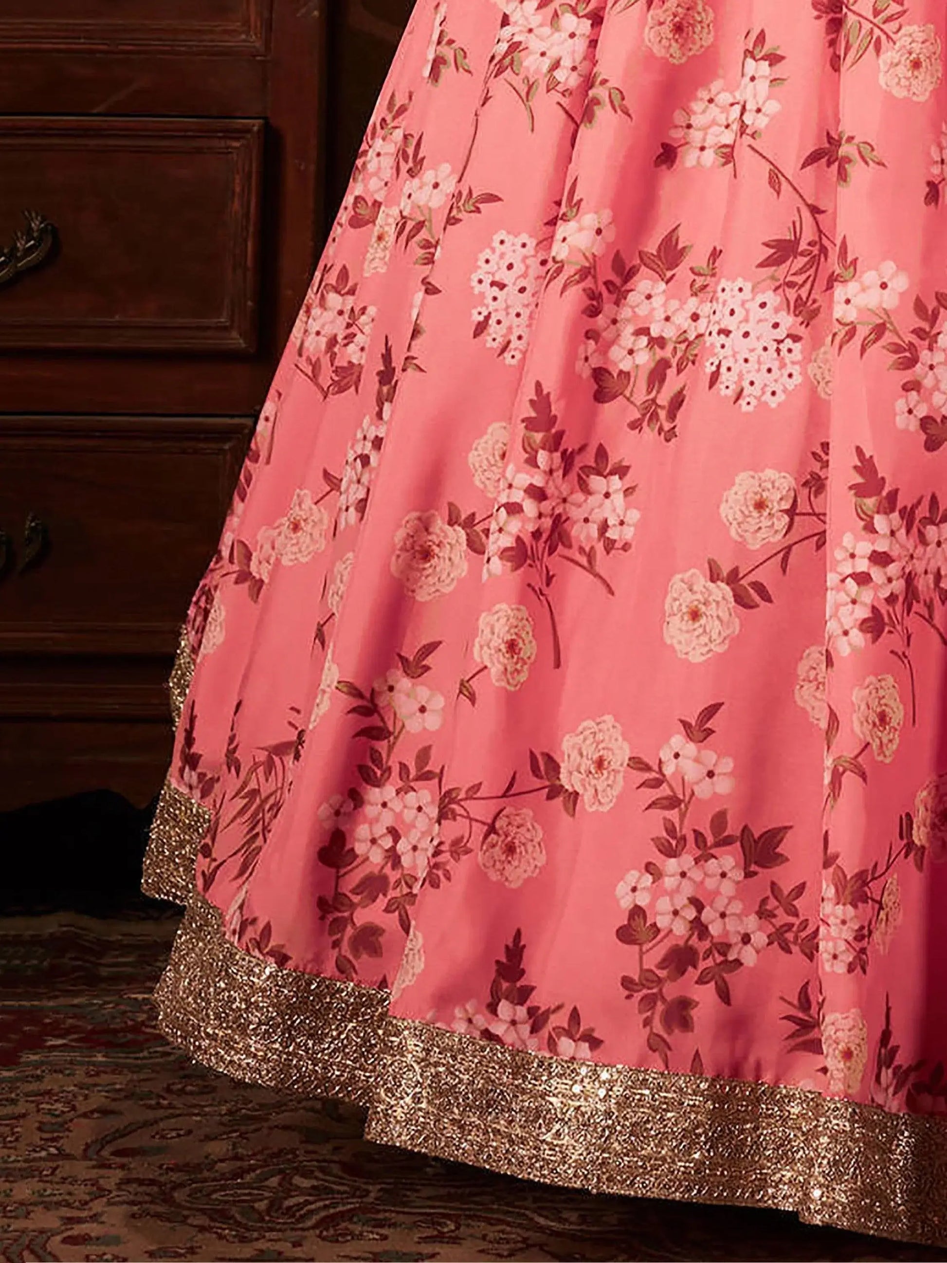 Ravishing Pink Sabyasachi Digital Printed Organza Party Wear Lehenga Choli With Blouse - Zeel Clothing