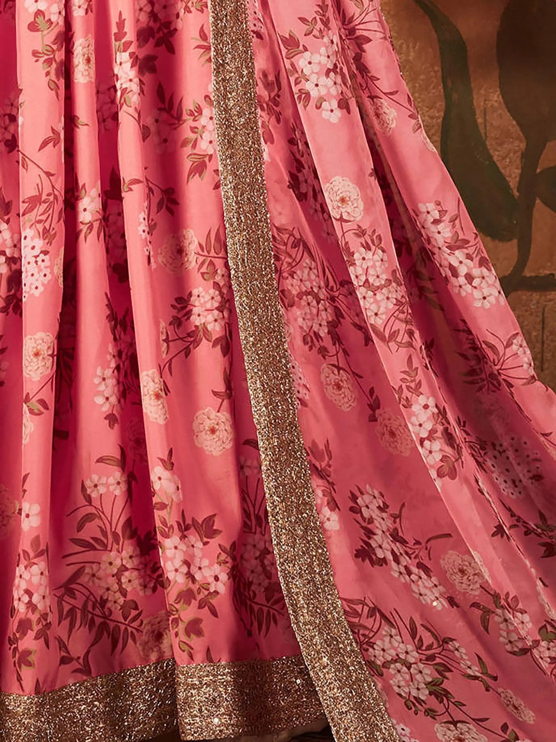 Ravishing Pink Sabyasachi Digital Printed Organza Party Wear Lehenga Choli With Blouse - Zeel Clothing
