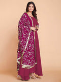 Ravishing Pink Zari Work Georgette Wedding Wear Gown - Zeel Clothing