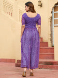 Ravishing Purple Bandhani Printed Georgette Festive Wear High Slit Kurti - Zeel Clothing