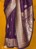 Ravishing Purple Zari Weaving Silk Wedding Wear Saree With Blouse - Zeel Clothing