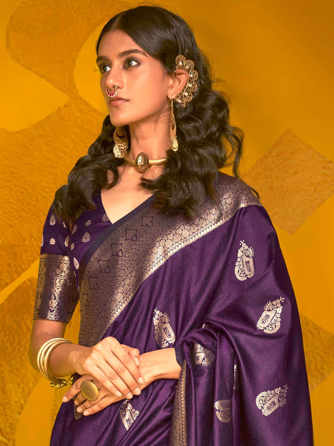 Ravishing Purple Zari Weaving Silk Wedding Wear Saree With Blouse - Zeel Clothing