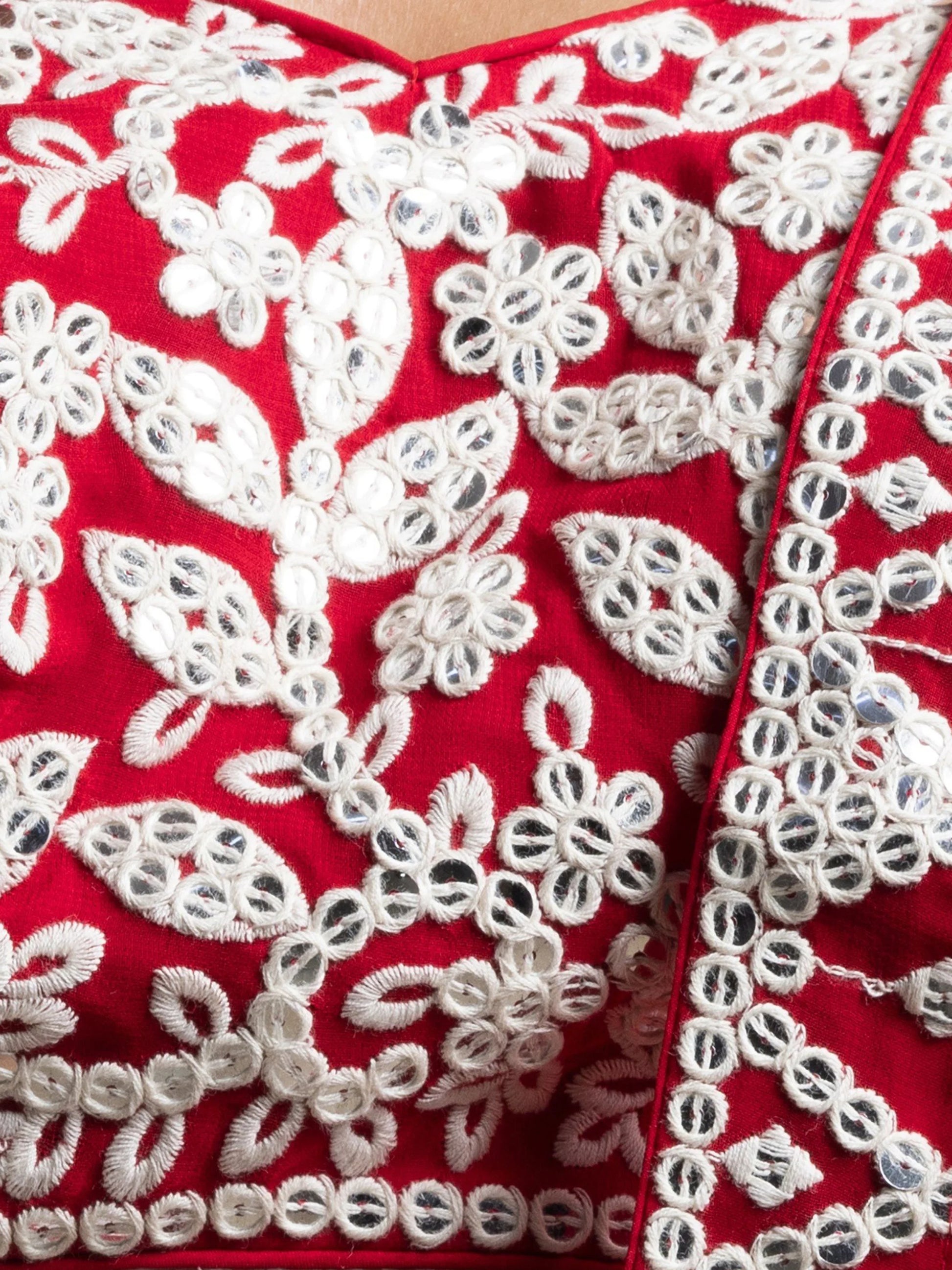 Ravishing Red Thread Work Georgette Bridal Wear Lehenga Choli