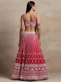 Ravishing Red Thread Work Georgette Bridal Wear Lehenga Choli - Zeel Clothing