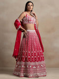 Ravishing Red Thread Work Georgette Bridal Wear Lehenga Choli - Zeel Clothing