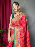 Ravishing Red Zari Weaving Patola Silk Traditional Saree With Blouse - Zeel Clothing