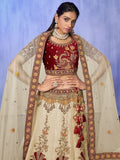 Ravishing White Sequins Velvet Lehenga Choli With Dupatta - Zeel Clothing