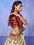Ravishing White Sequins Velvet Lehenga Choli With Dupatta - Zeel Clothing