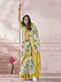 Ravishing Yellow Digital Printed Silk Traditional Saree With Blouse - Zeel Clothing