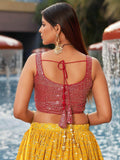 Ravishing Yellow Sequins Georgette Sangeet Wear Lehenga Choli - Zeel Clothing