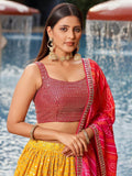 Ravishing Yellow Sequins Georgette Sangeet Wear Lehenga Choli - Zeel Clothing
