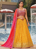 Ravishing Yellow Sequins Georgette Sangeet Wear Lehenga Choli - Zeel Clothing