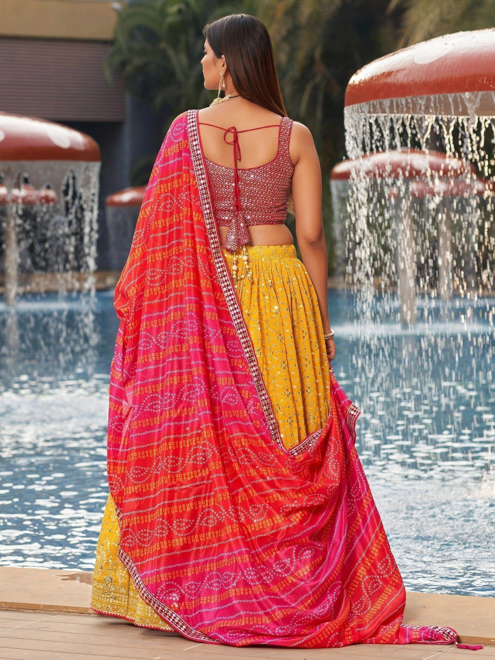 Ravishing Yellow Sequins Georgette Sangeet Wear Lehenga Choli - Zeel Clothing