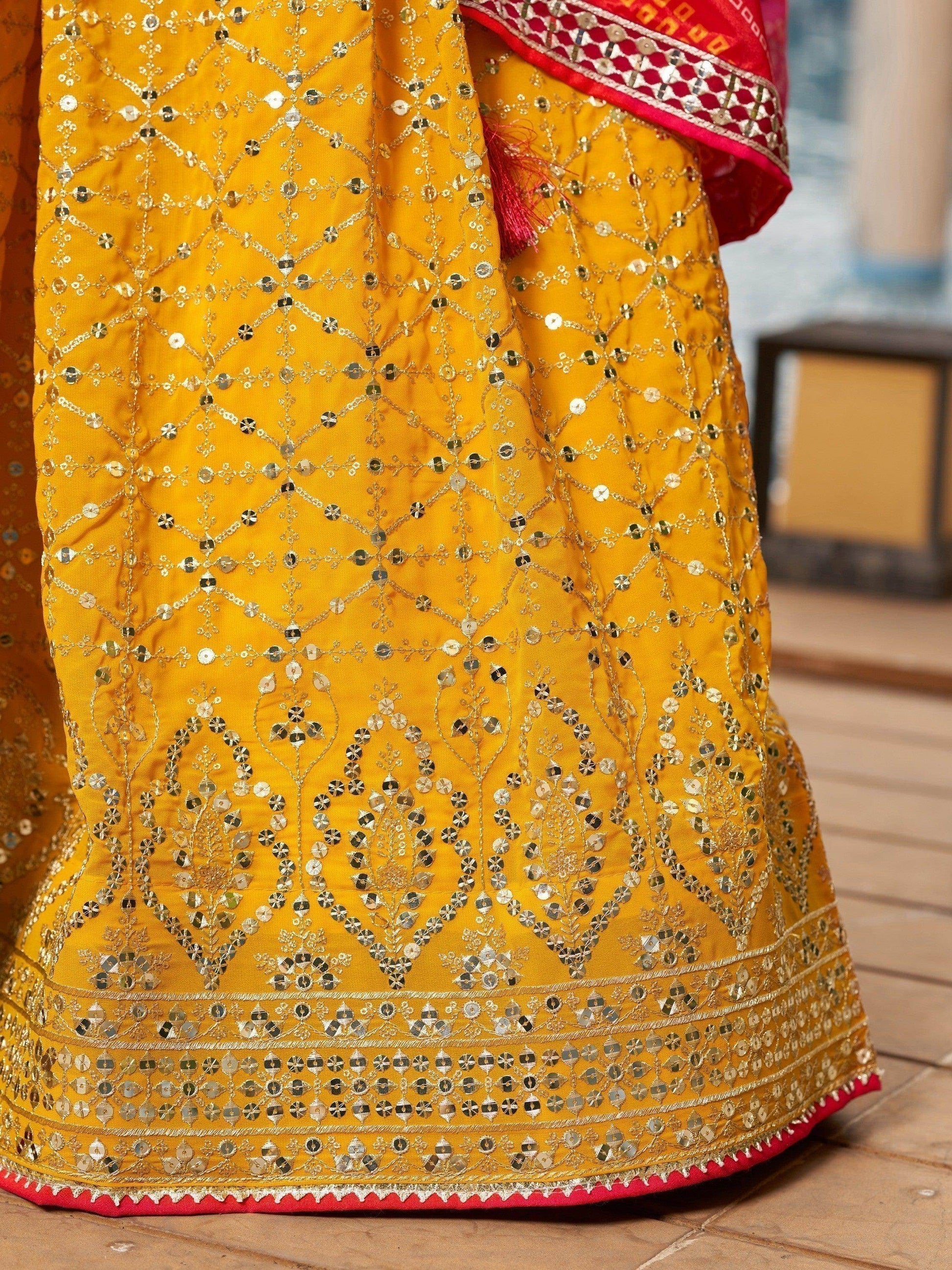 Ravishing Yellow Sequins Georgette Sangeet Wear Lehenga Choli - Zeel Clothing
