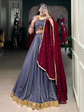 Refreshing Dusty Mauve Lace Work Rayon Traditional Lehenga With Blouse - Zeel Clothing
